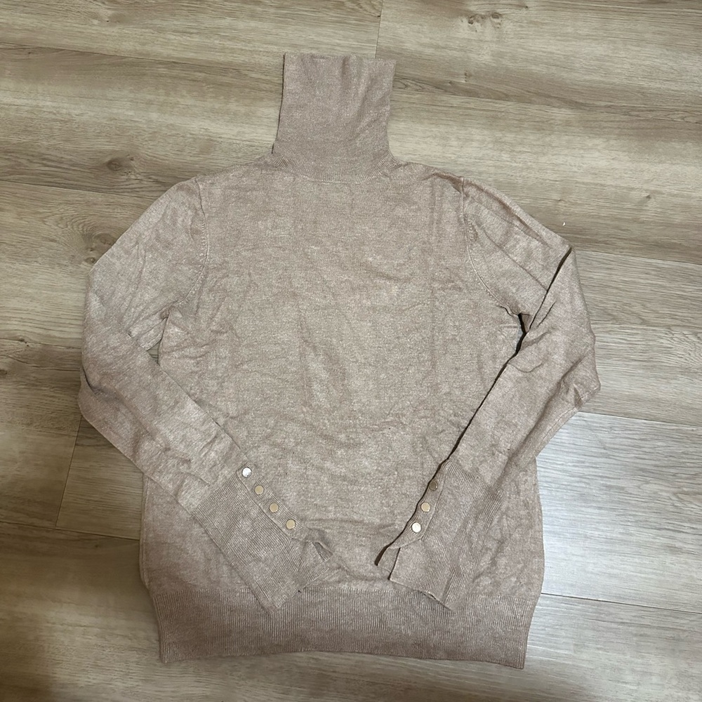Zara camel brown turtle neck with gold wrist detail